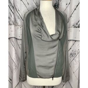 American Retro Aston Grey Leather Trim Jacket Size 40
